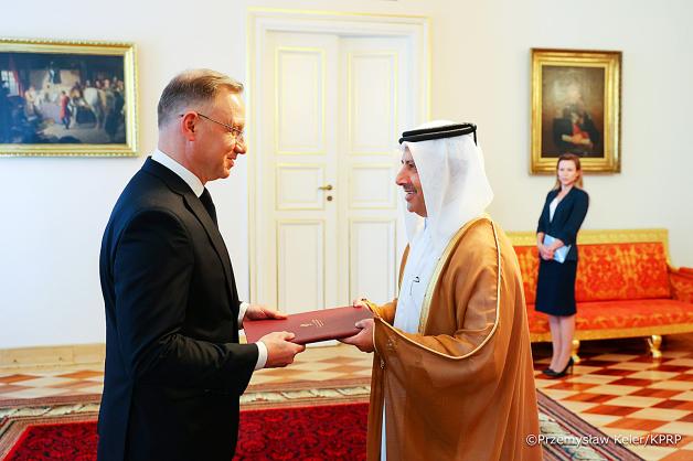 Ceremonia złożenia listów uwierzytelniających od nowych ambasadorów w Polsce: Państwa Katar, Republiki Gwinei, Republiki Zimbabwe, Burkiny Faso, Zjednoczonej Republiki Tanzanii oraz Republiki San Marino